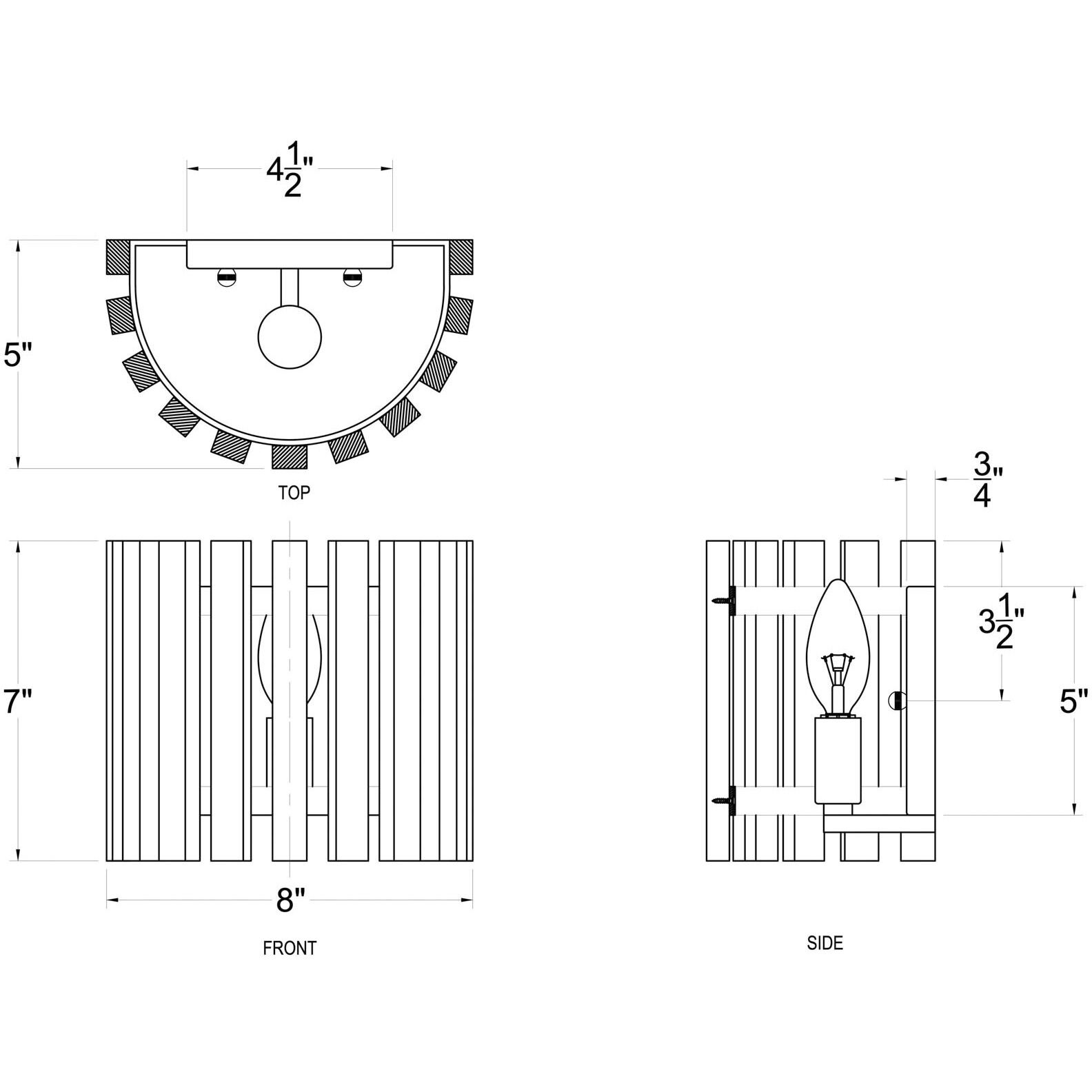 Suratto 1 Light 8 inch Matte Black and Medium Walnut Wall Sconce Wall Light
