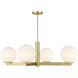 Modern 4 Light 38 inch Natural Brass Chandelier Ceiling Light