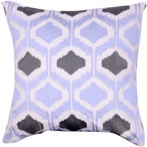 Benton 18 inch Blue / Steel Gray / White Pillow