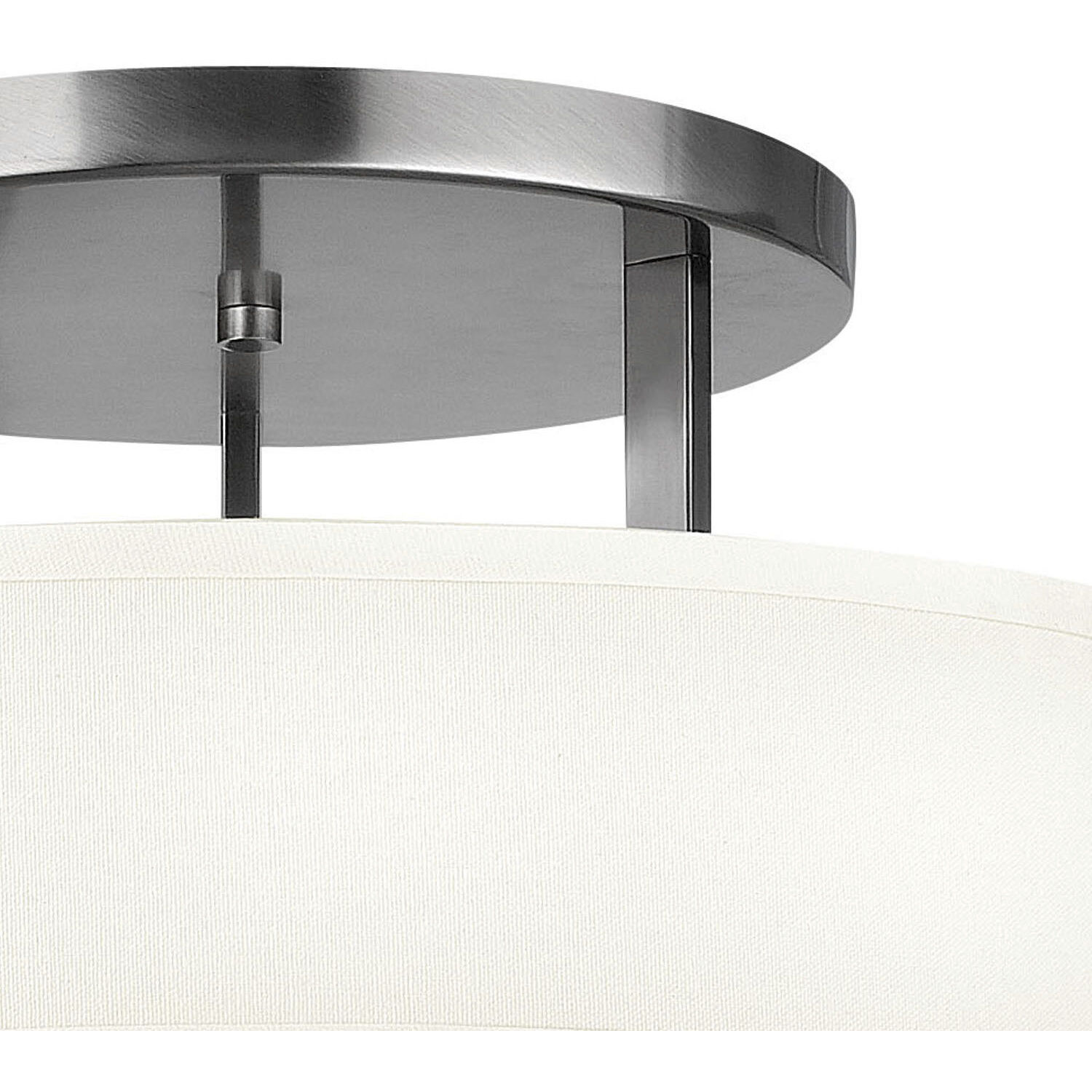 Hampton 3 Light 20 inch Antique Nickel Indoor Semi-Flush Mount Ceiling Light in Non-LED