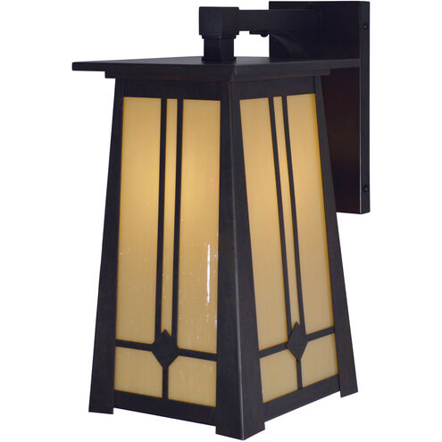 Aberdeen 1 Light 14 inch Rustic Brown Outdoor Wall Mount in White Opalescent
