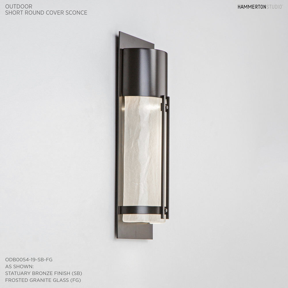 Outdoor Round Motif 1 Light 26 inch Statuary Bronze Outdoor Sconce in GU10 Halogen, Frosted Granite, Medium Round