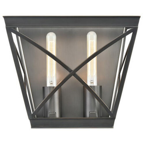 Lattice 2 Light 11.63 inch Urban Bronze Flush Mount Ceiling Light