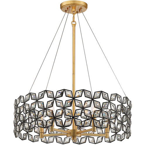 Brookcrest 5 Light 24.75 inch Sand Coal with Gold Leaf Pendant Ceiling Light