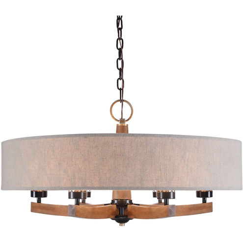 Woodall 6 Light 36 inch Dark Bronze and Antique Brass Drum Chandelier Ceiling Light