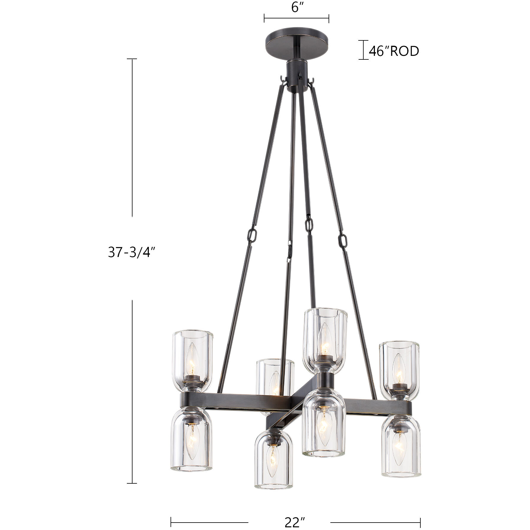 Lucian 8 Light 22 inch Clear Crystal/Vintage Brass Chandelier Ceiling Light in Clear Glass