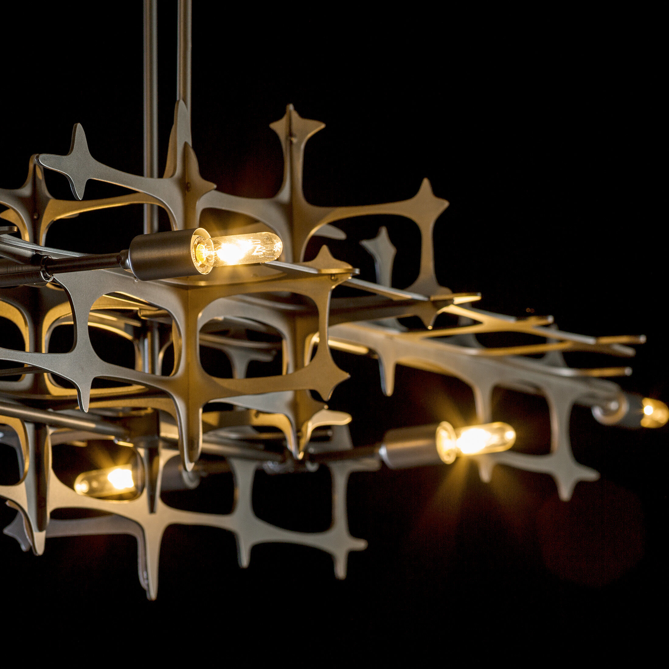 Grid 6 Light 53.6 inch Vintage Platinum Pendant Ceiling Light - Open Box