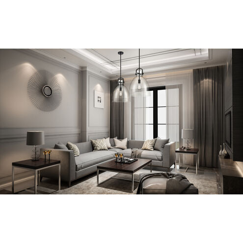 Newton Bell 1 Light 14 inch Matte Black Pendant Ceiling Light in Clear Glass