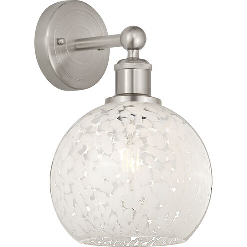 Edison White Mouchette 1 Light 8 inch Satin Nickel Sconce Wall Light