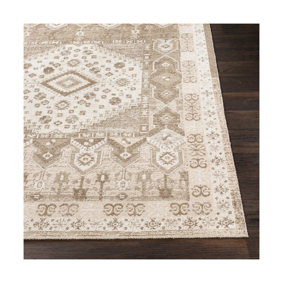 Kilim 35 X 25 inch Dark Brown/Taupe/White/Cream Rugs, Rectangle