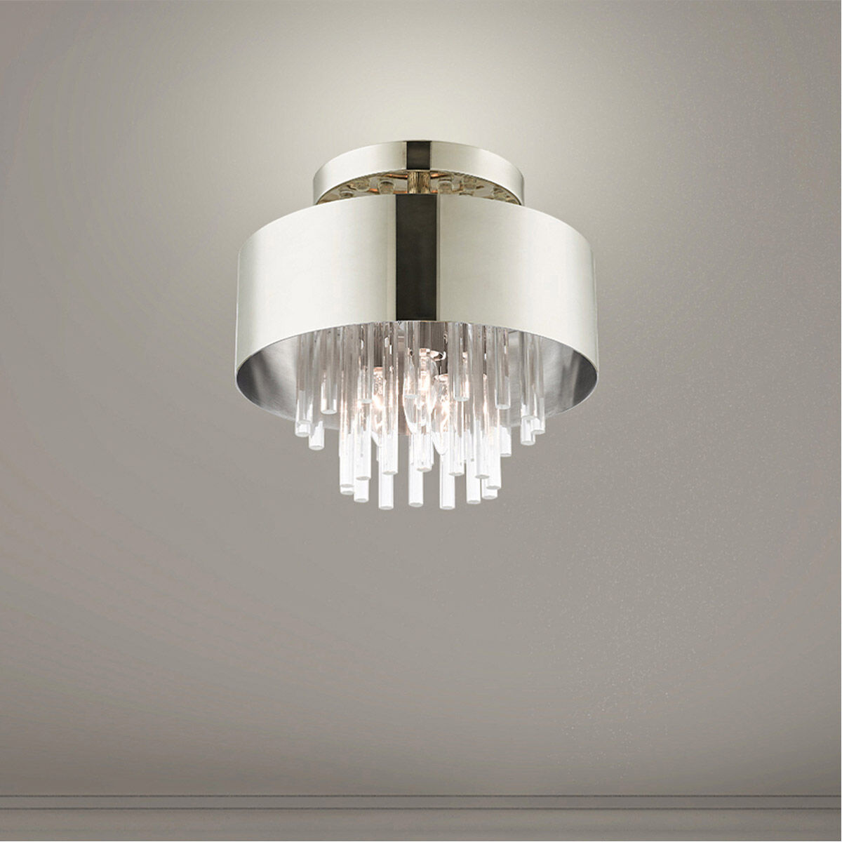 Orenburg 3 Light 13 inch Polished Nickel Semi Flush Ceiling Light