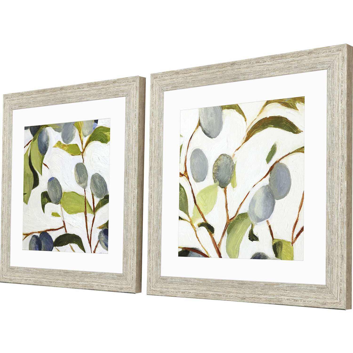 Olive Branches Green and Blue and Gray Framed Art, Propac