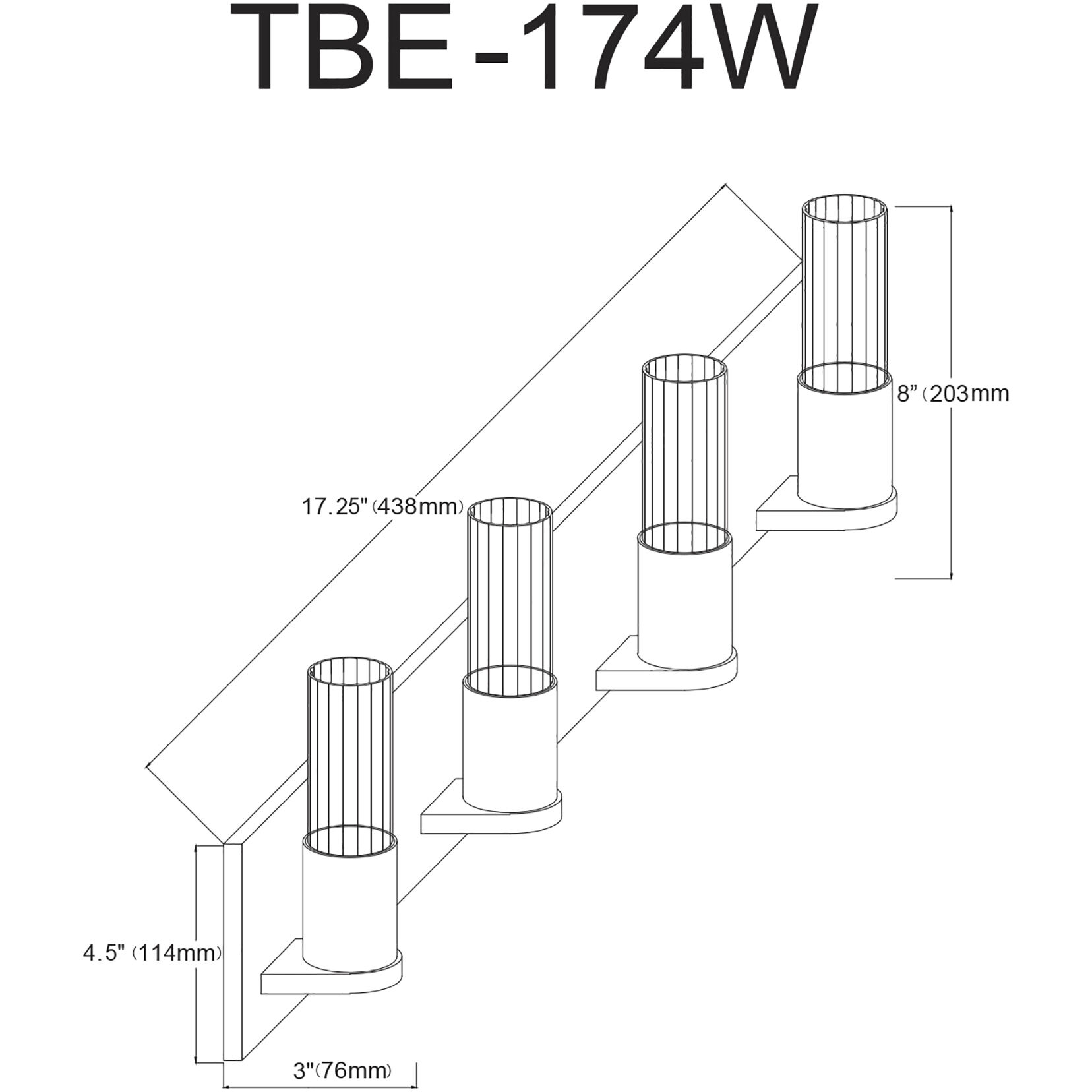 Tube 4 Light 17.25 inch Matte Black Vanity Light Wall Light