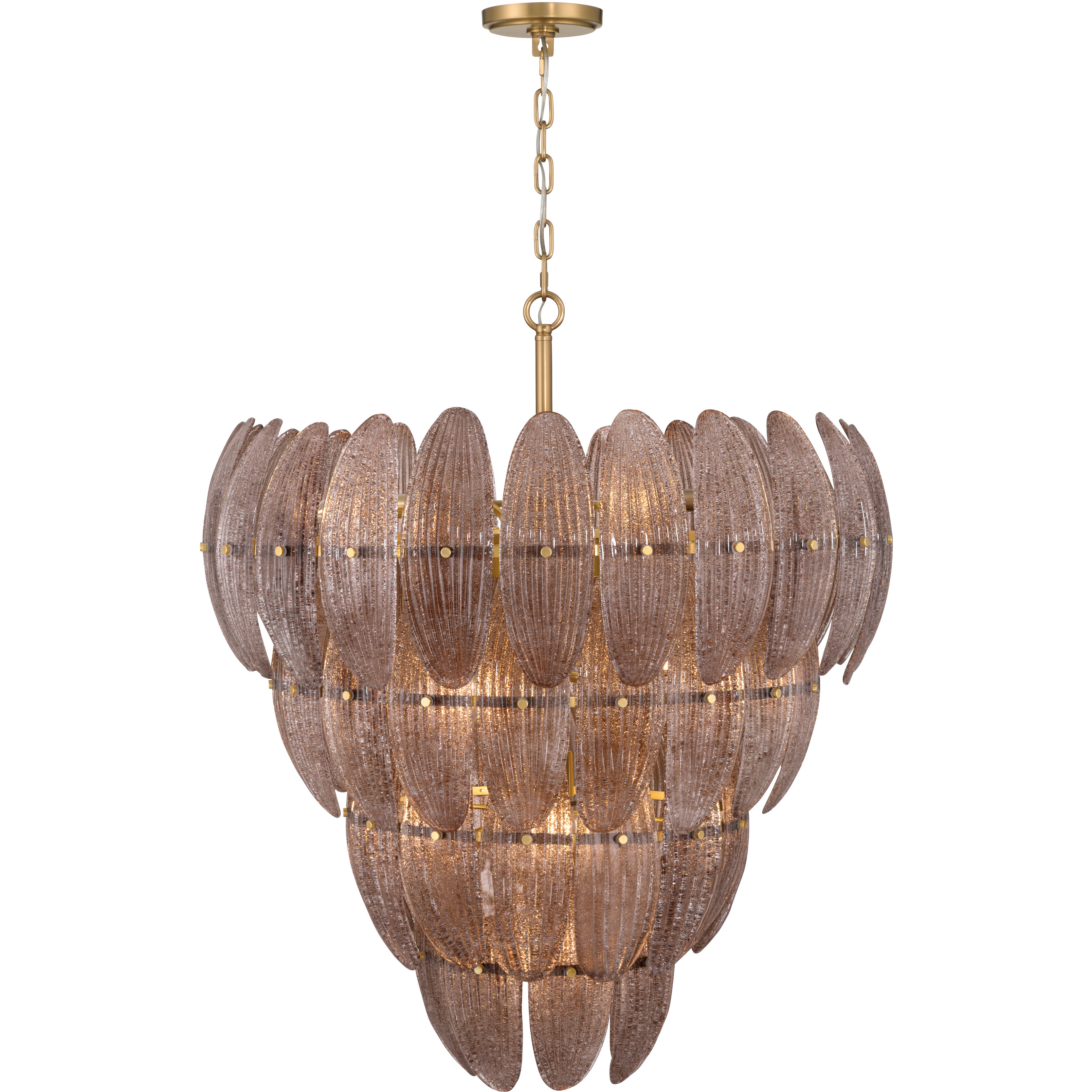 Marclaire 15 Light 32.75 inch Legacy Brass Pendant Ceiling Light in Brown Textured Handmade Glass