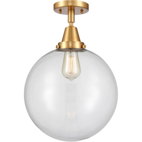 Franklin Restoration Beacon 1 Light 12 inch Satin Gold Flush Mount Ceiling Light in Clear Glass