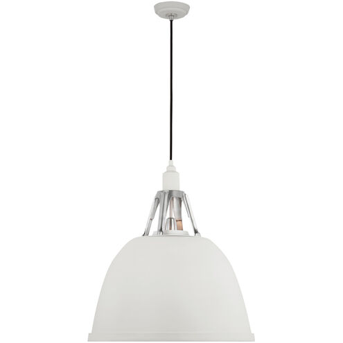 Thomas O'Brien Gunner LED 22 inch White and Polished Aluminum Pendant Ceiling Light