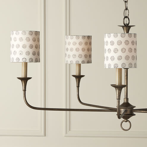 Block Print Natural and Charcoal Drum Chandelier Shade