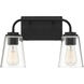 Transitional 2 Light 15 inch Matte Black Bathroom Vanity Light Wall Light