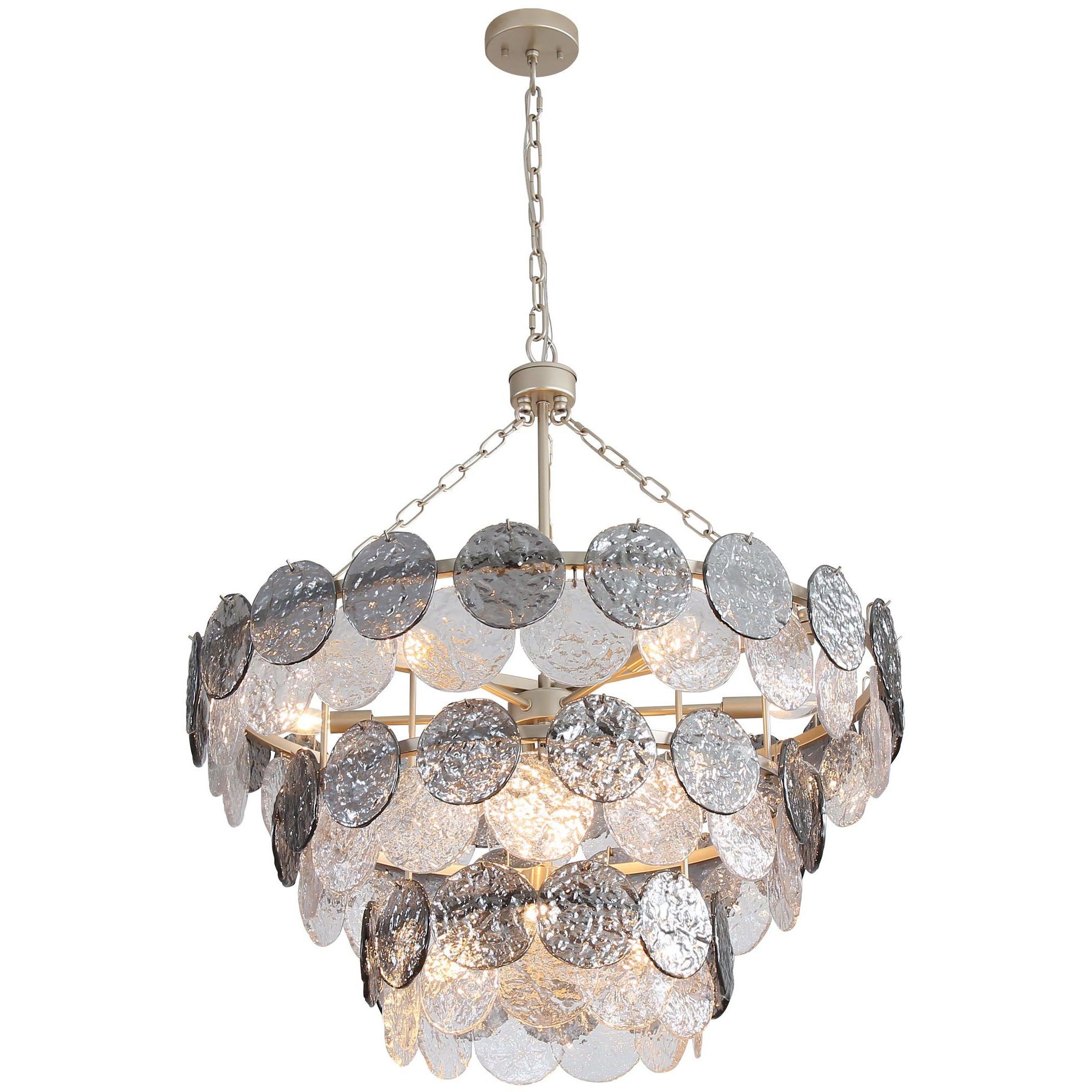Yep Cascada Pendant Ceiling Light in Smoke Plated Glass, 3 Tier