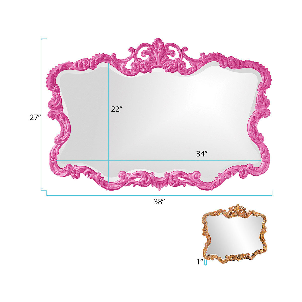 Talida 38 X 27 inch Glossy Hot Pink Wall Mirror 