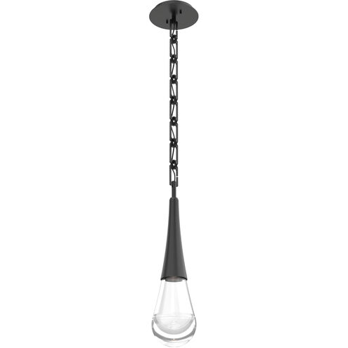 Raindrop LED 6 inch Matte Black Pendant Ceiling Light in 3000K LED, Rectangular Chain