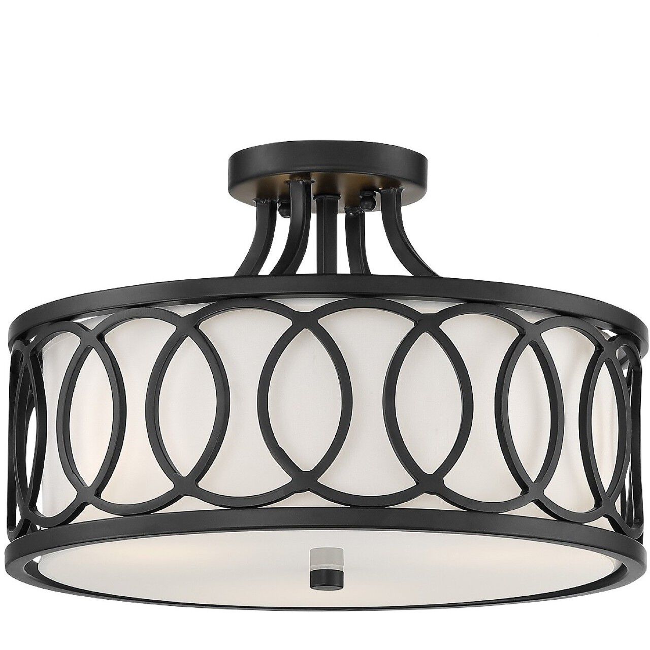 Graham 3 Light 15 inch Matte Black Semi Flush Ceiling Light