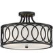 Graham 3 Light 15 inch Matte Black Semi Flush Ceiling Light