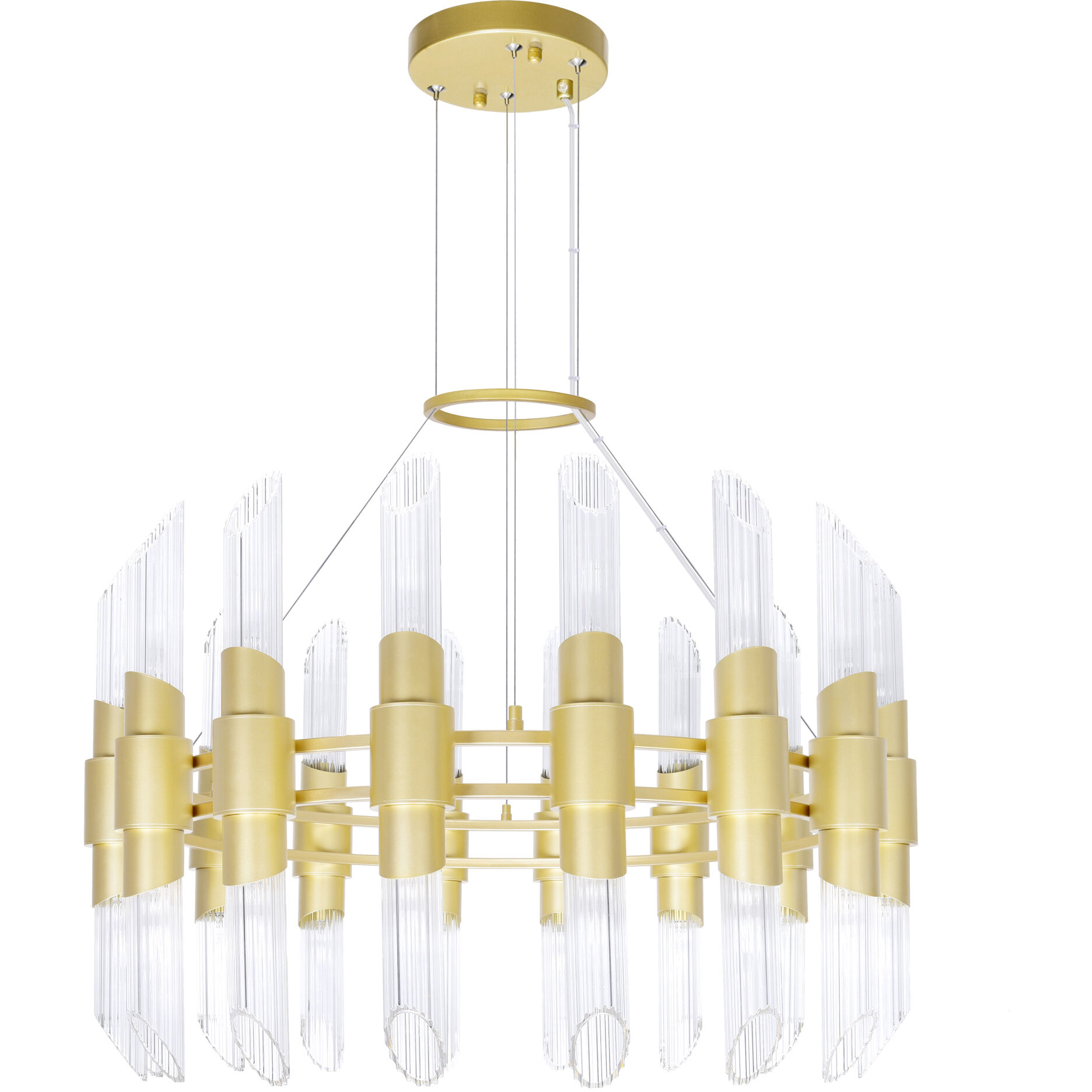 Croissant 32 Light 32 inch Satin Gold Chandelier Ceiling Light