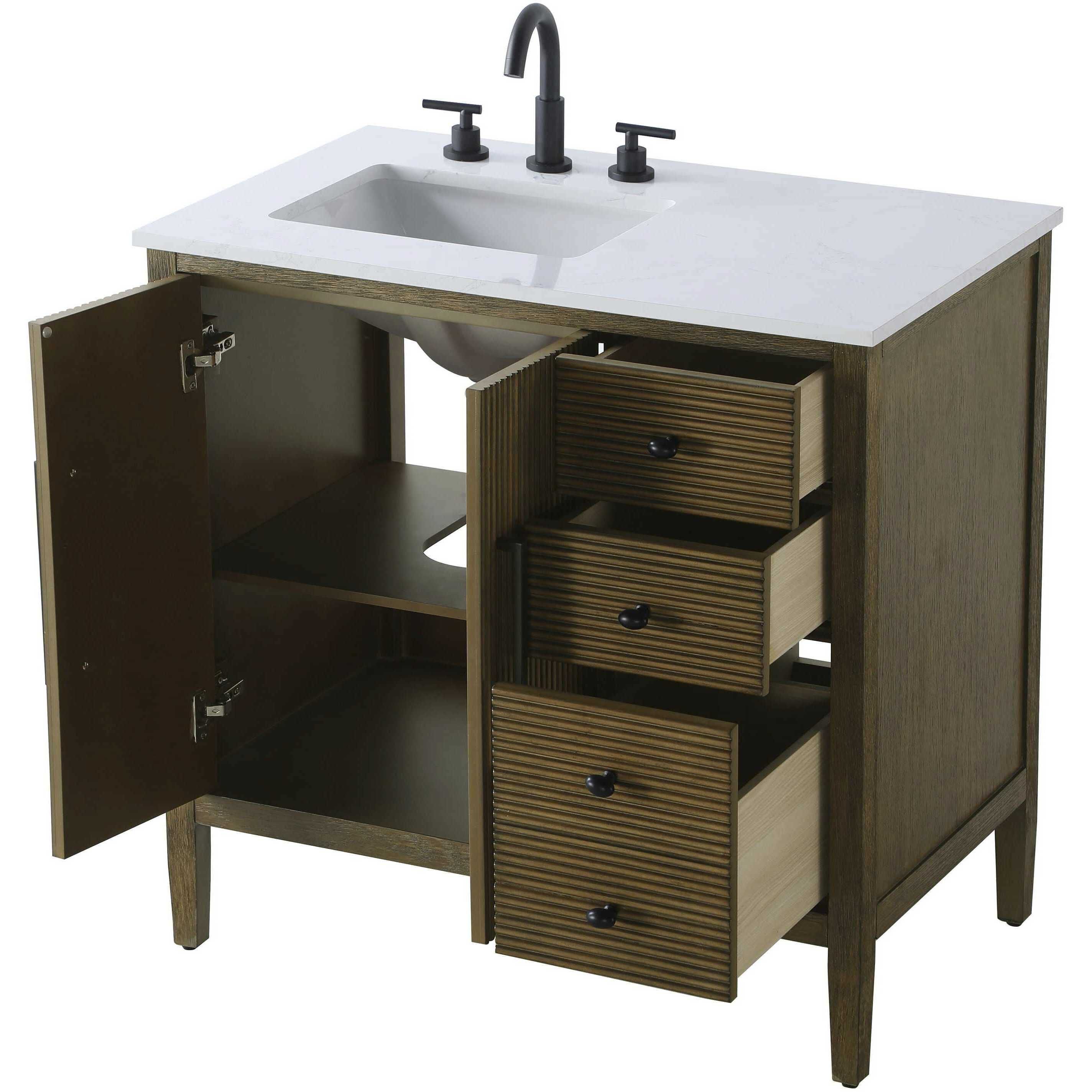 Blakely 36 X 34 inch Hazel Oak Bathroom Vanity Cabinet