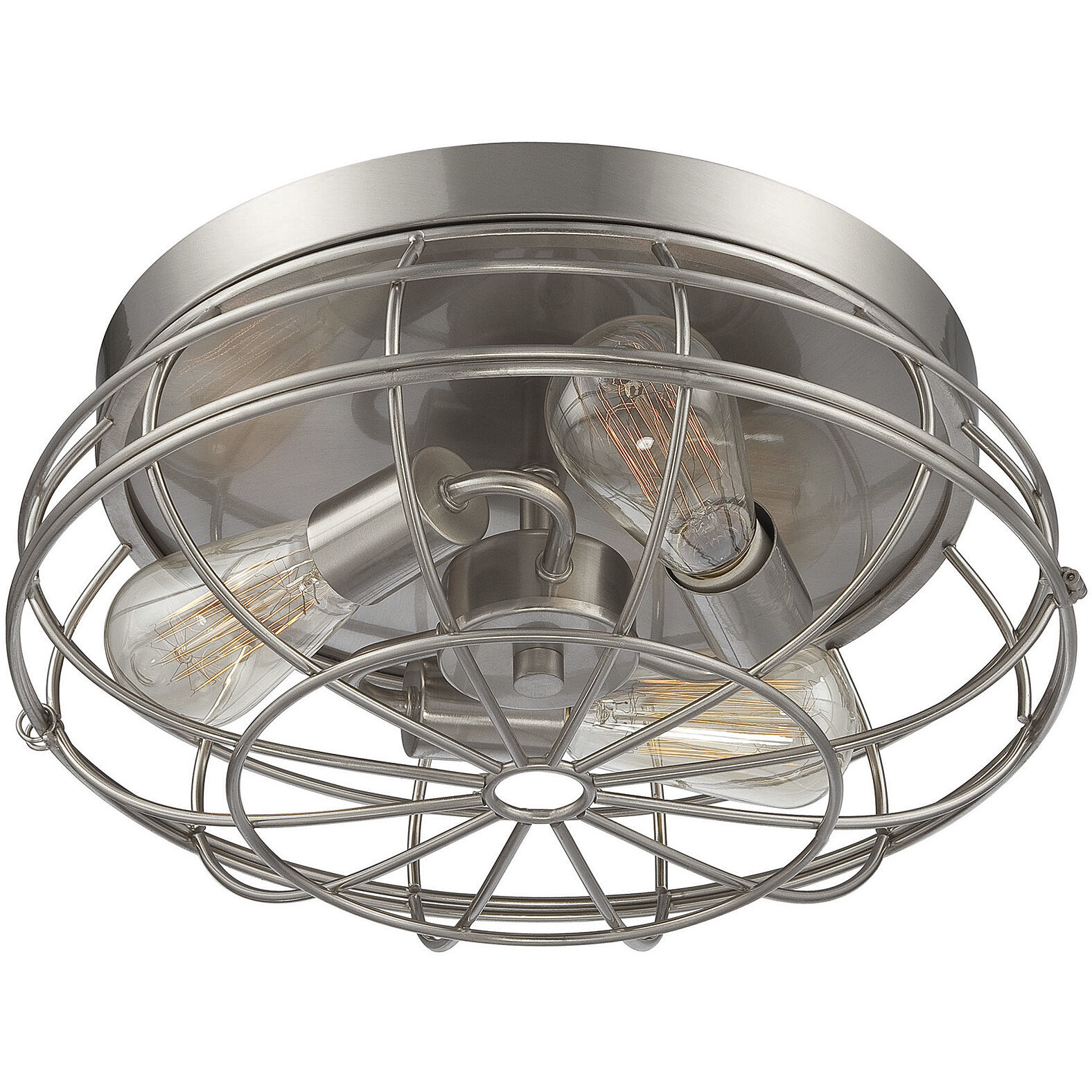 Scout 3 Light 15 inch Satin Nickel Flush Mount Ceiling Light