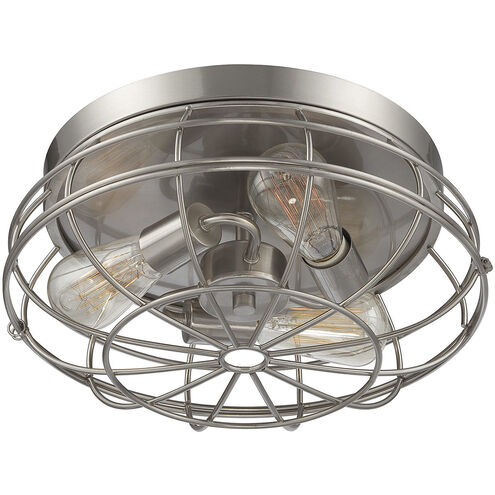 Scout 3 Light 15 inch Satin Nickel Flush Mount Ceiling Light