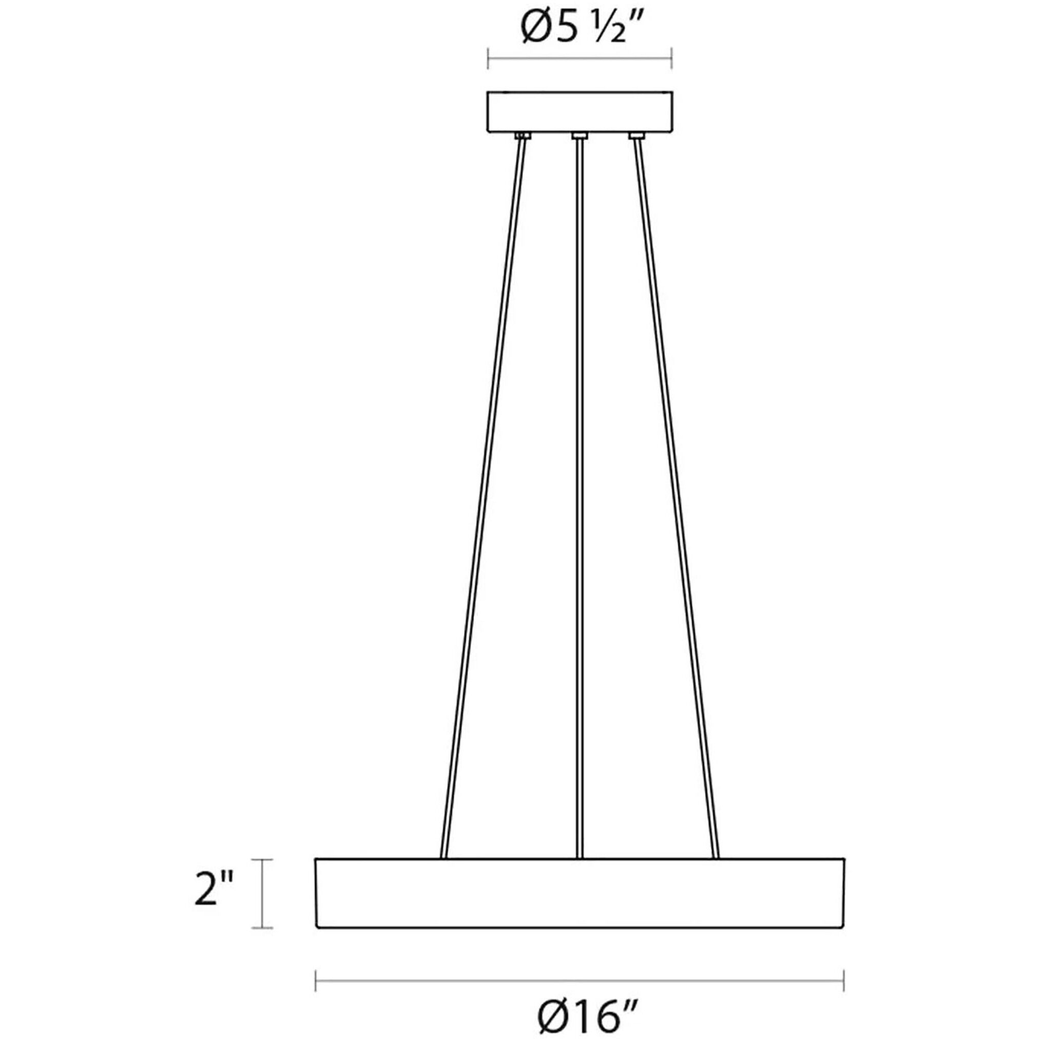 Pi LED 16 inch Bright Satin Aluminum Pendant Ceiling Light