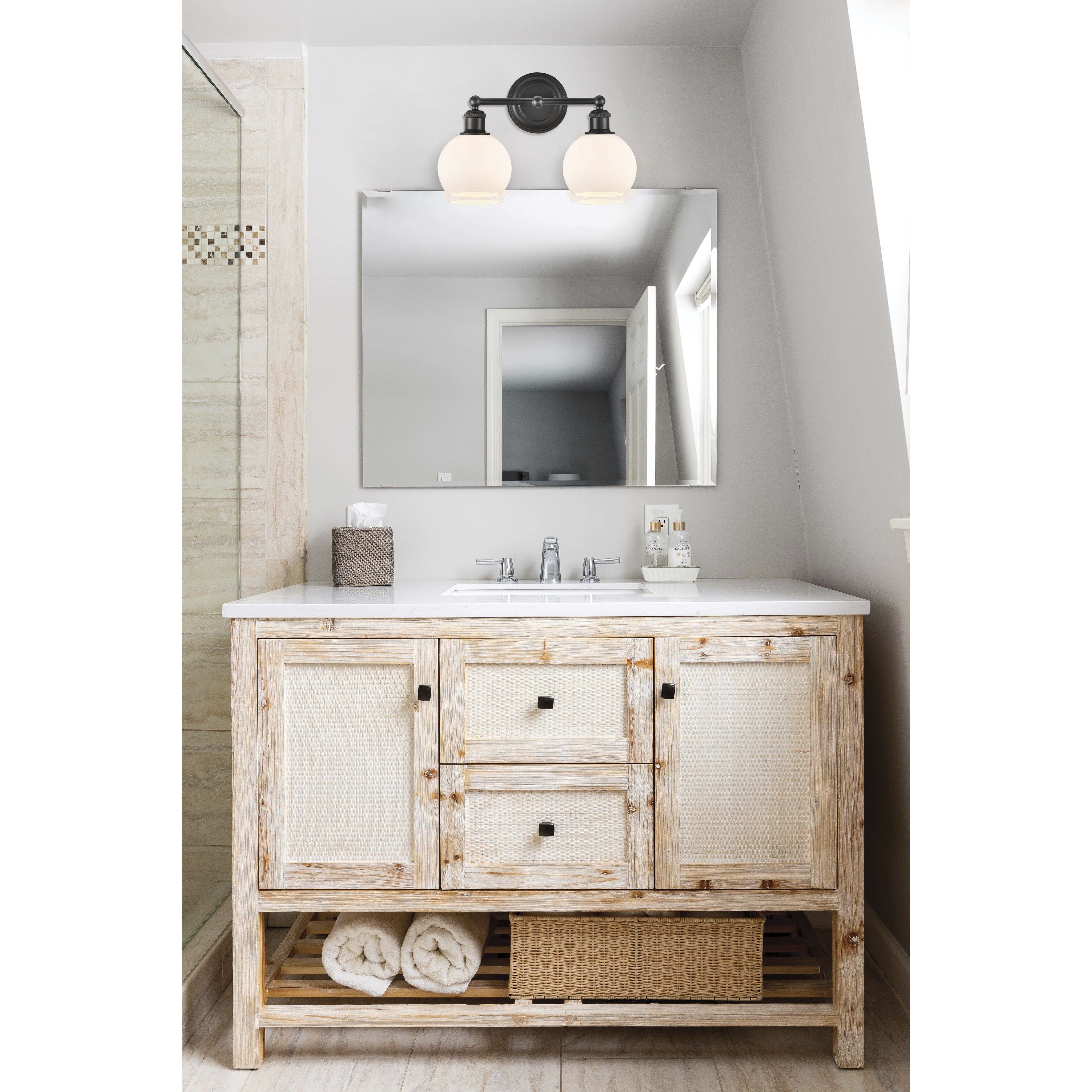 Concord 2 Light 16 inch Matte Black Bath Vanity Light Wall Light in Incandescent, Matte White Glass