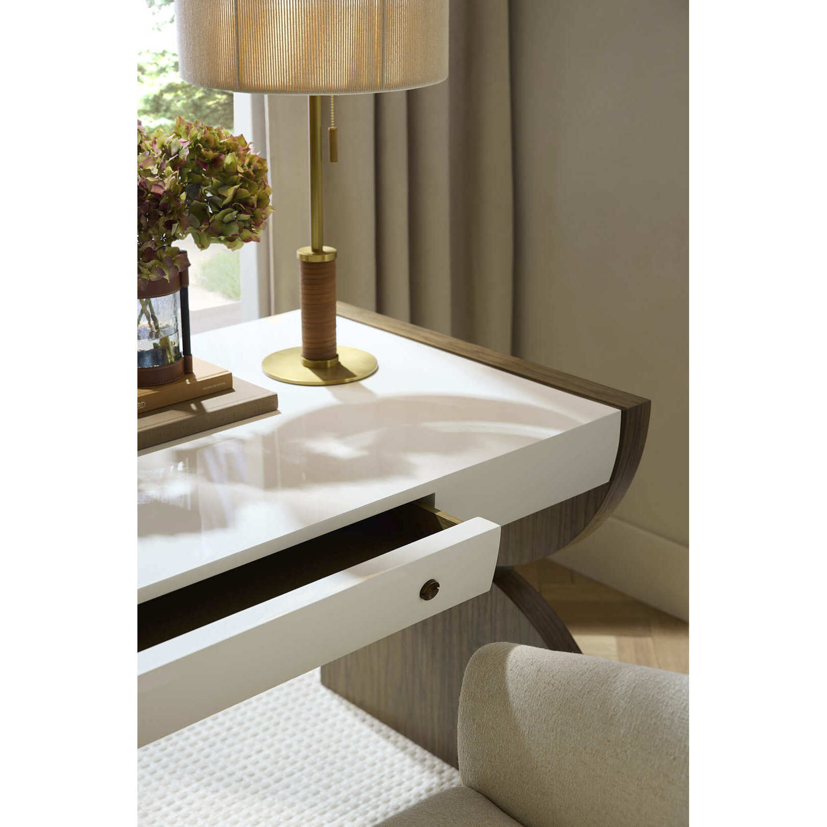 Myra 60 inch Opal and Vintage Brass Desk