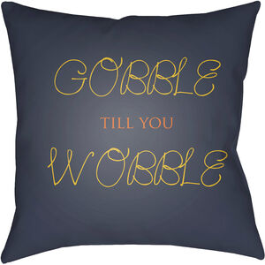Gobble Till You Wobble 18 X 18 inch Blue and Yellow Outdoor Throw Pillow
