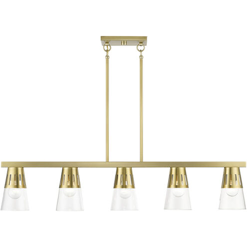 Bennington 5 Light 4.75 inch Natural Brass Large Linear Chandelier Ceiling Light