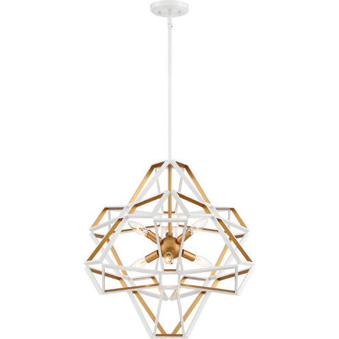 Unity 6 Light 23 inch Satin White Exterior with Gold Interior Chandelier Ceiling Light