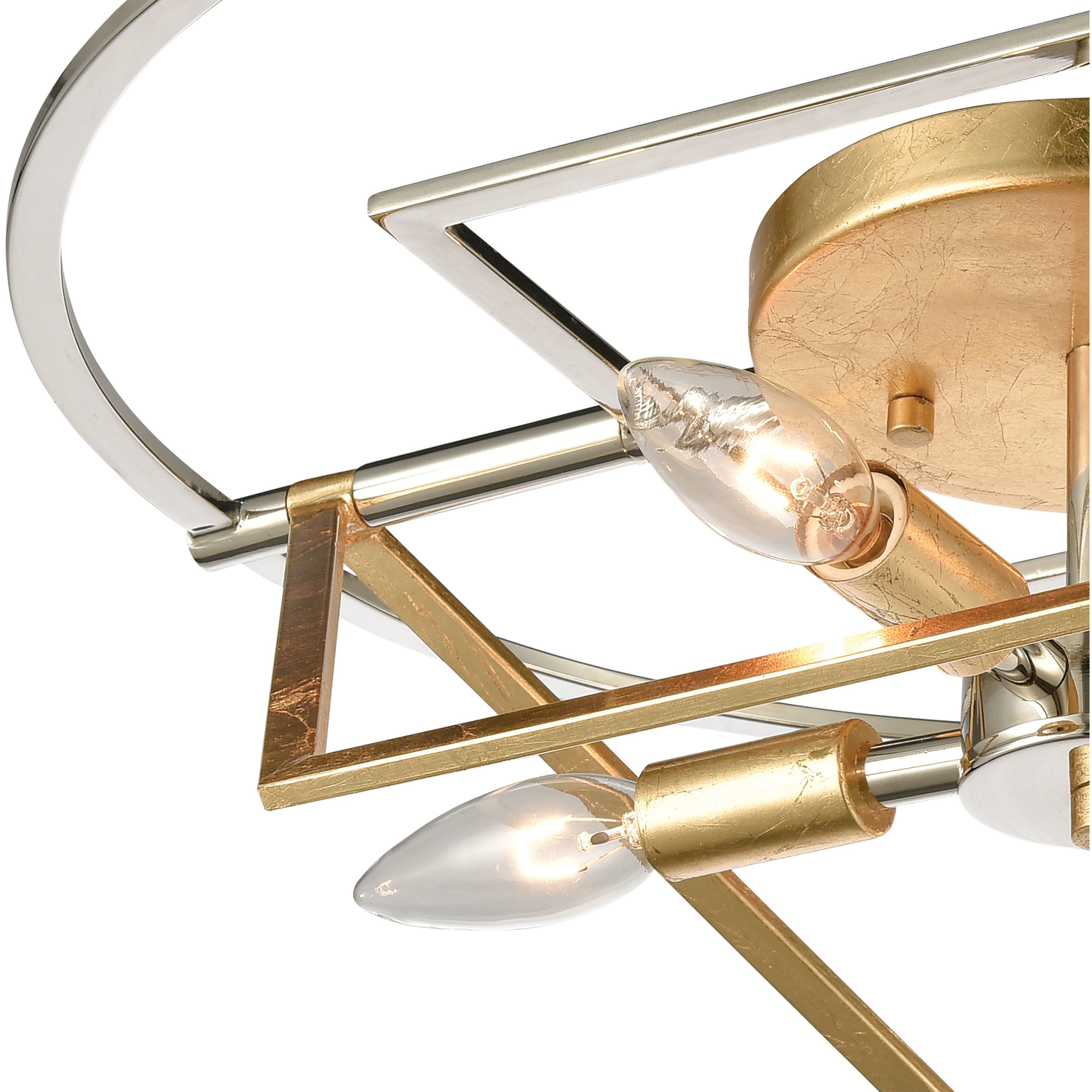 Geosphere 4 Light 18 inch Polished Nickel with Parisian Gold Leaf Semi Flush Mount Ceiling Light