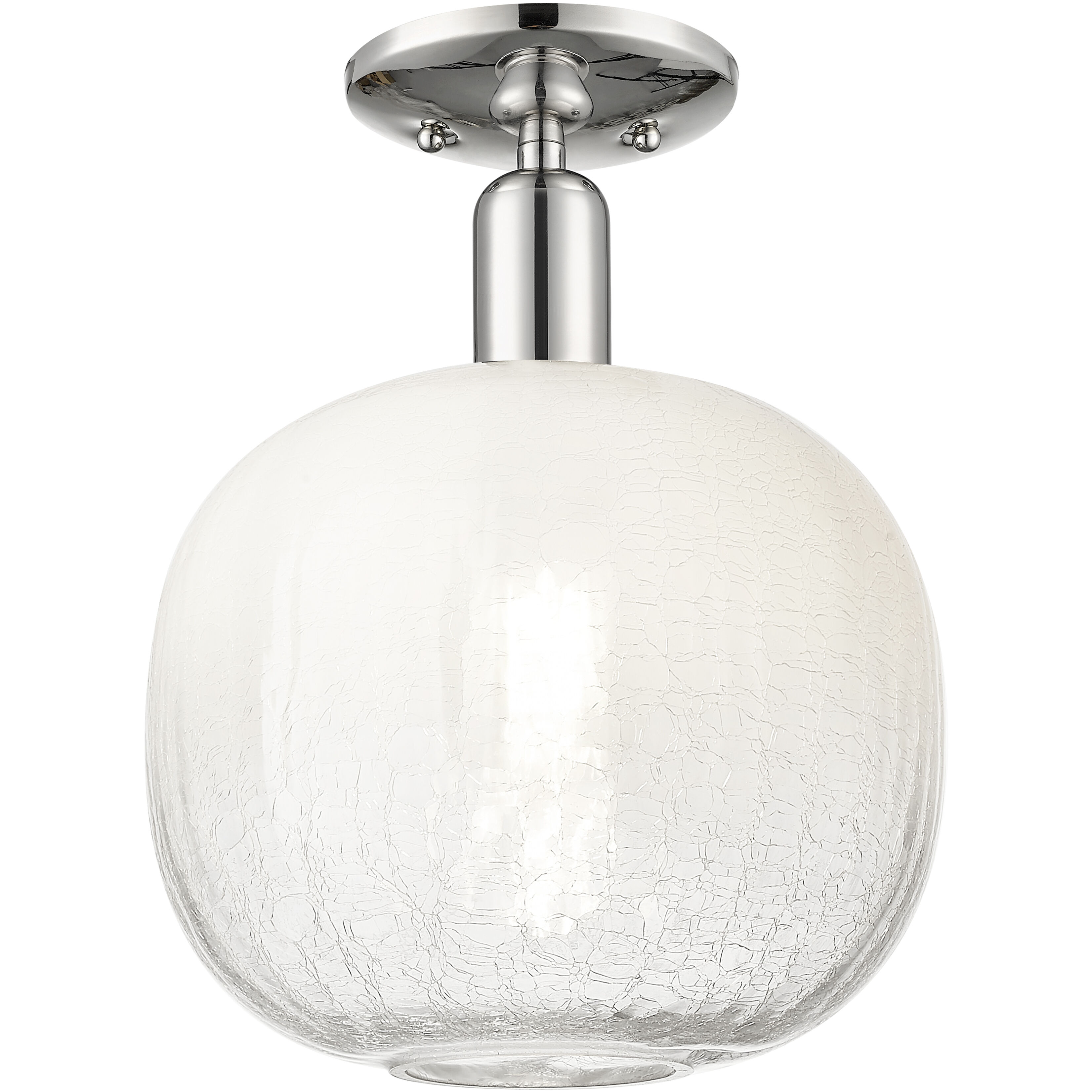 Downtown Urban Brookhaven Sphere 1 Light 10 inch Polished Nickel Semi-Flush Mount Ceiling Light in Opal Glass