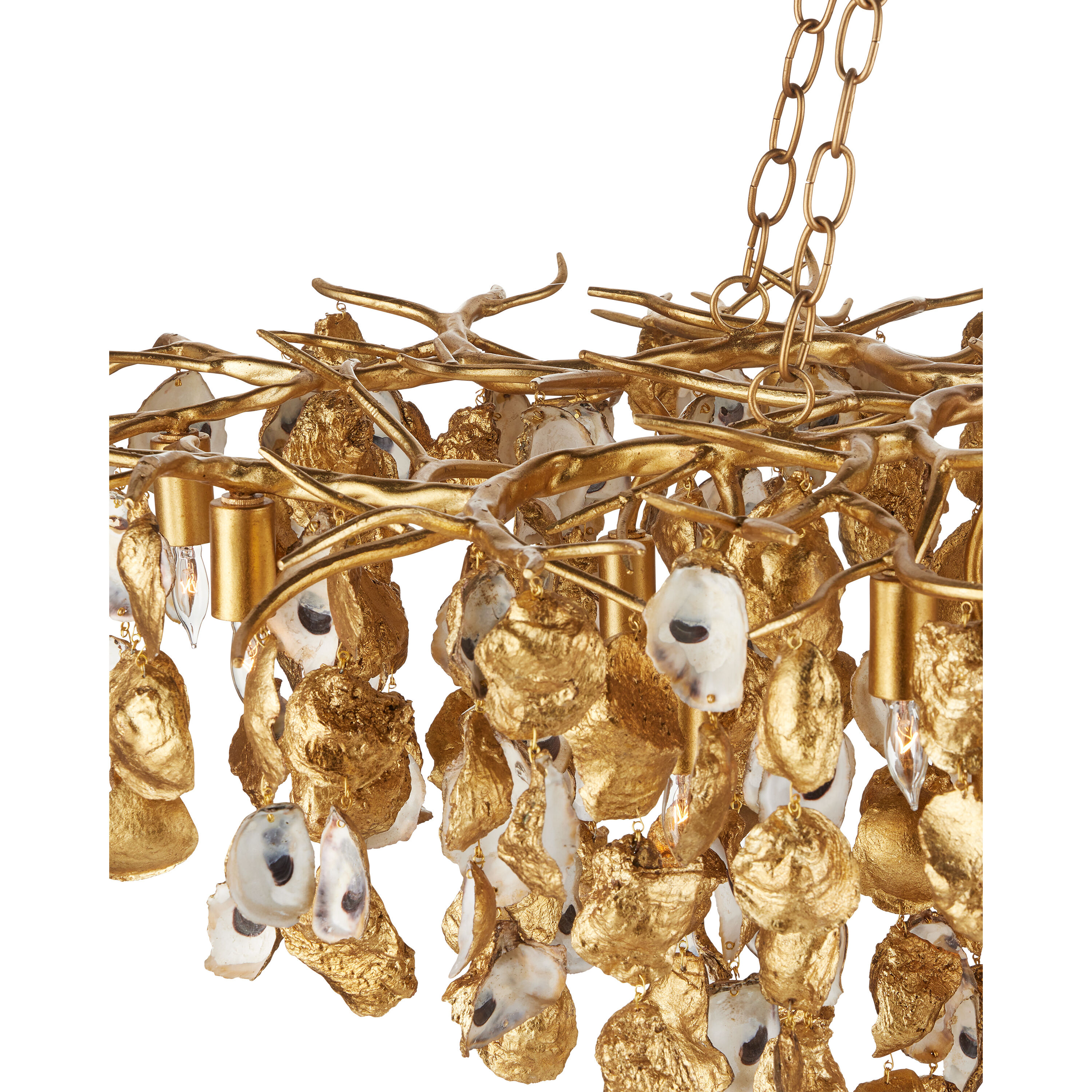 Lucullan 14 Light 43.5 inch Contemporary Gold Leaf/Contemporary Gold/Natural Chandelier Ceiling Light