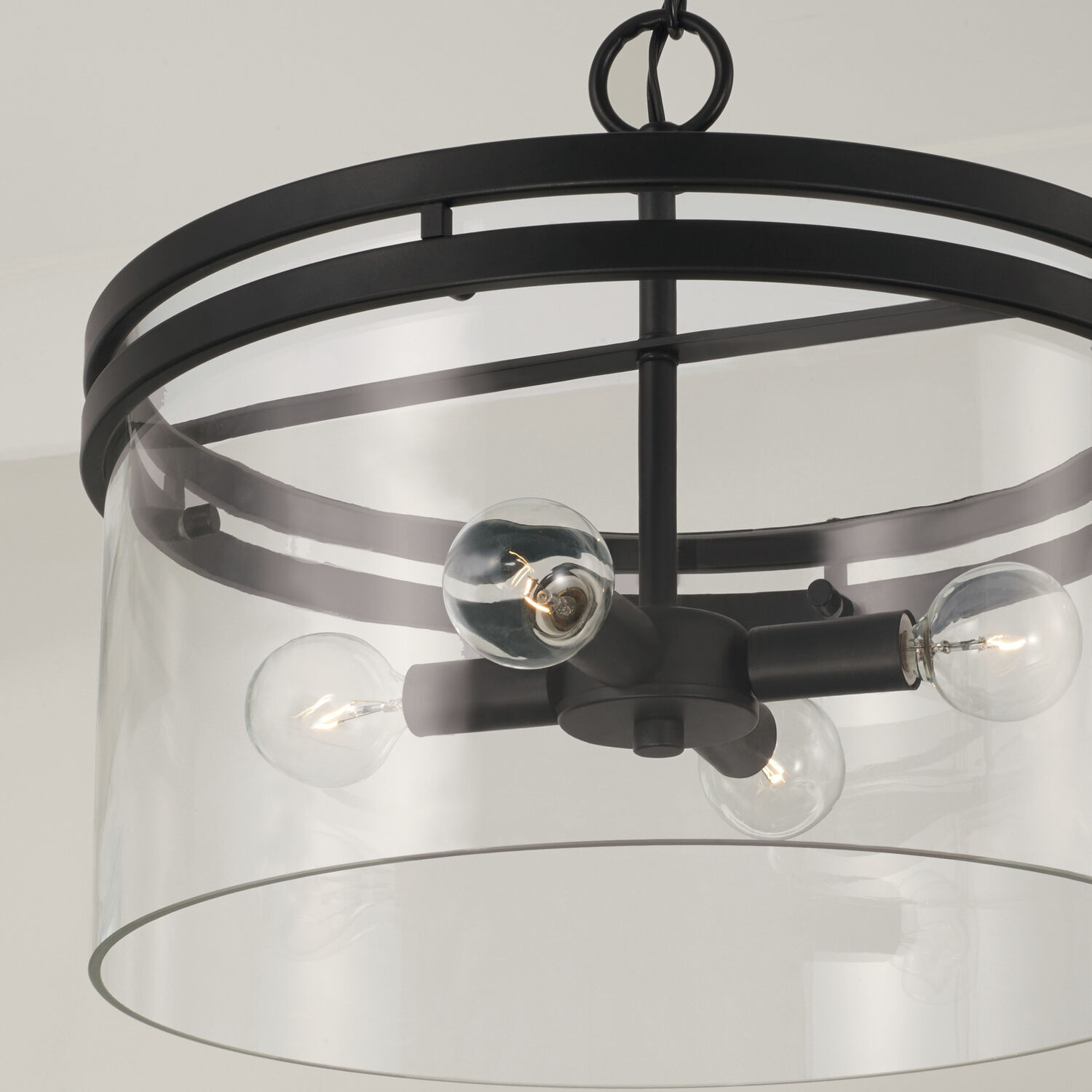 Fuller 4 Light 14.5 inch Matte Black Semi-Flush Mount Ceiling Light, Convertible Dual Mount