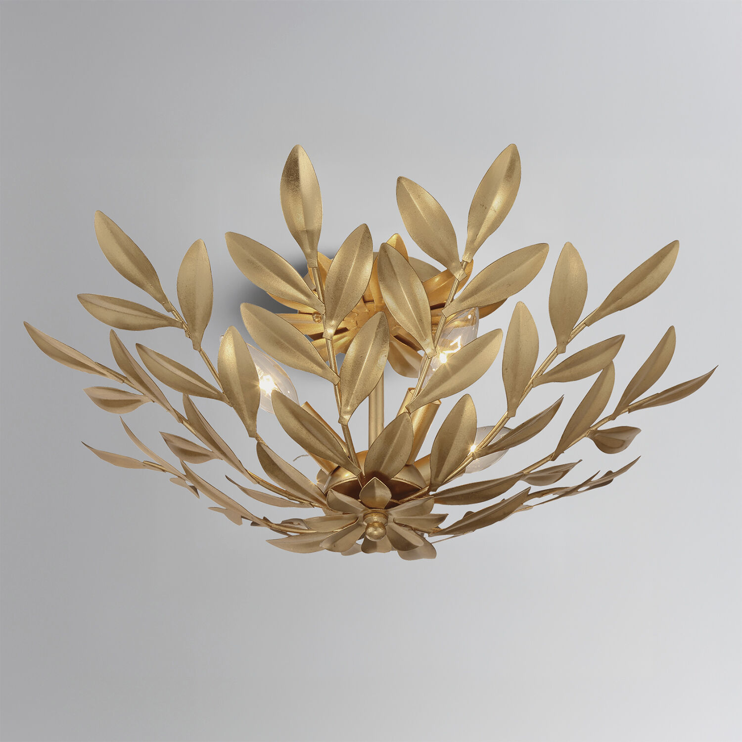 Broche 4 Light 20.75 inch Antique Gold Semi Flush Ceiling Light