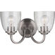 Neighborhood Serene 2 Light 14 inch Brushed Polished Nickel Vanity Light Wall Light in Clear Seeded, Neighborhood Collection