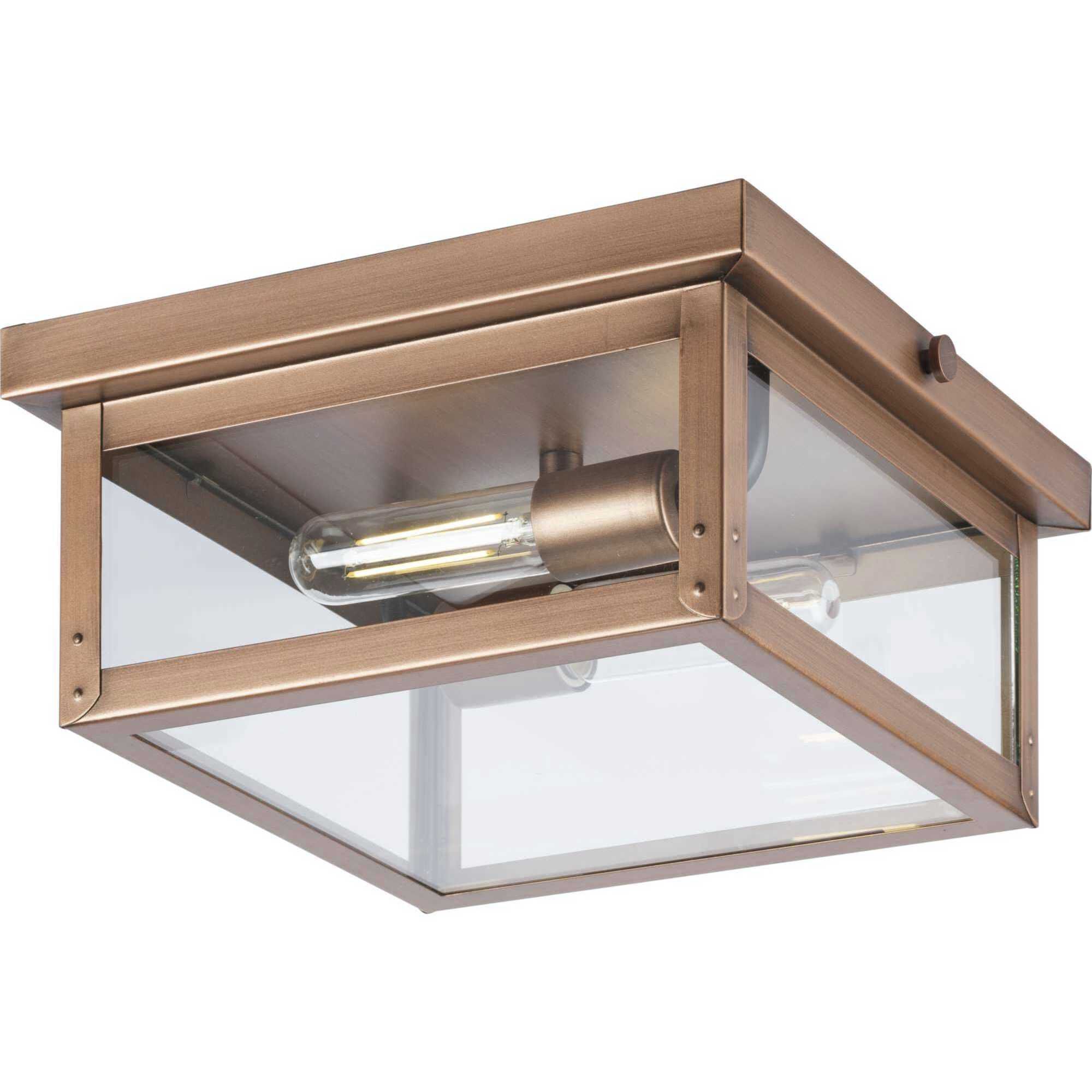 Union Square 2 Light 12.37 inch Antique Copper Flushmount Ceiling Light, Design Series