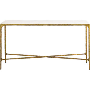 Seville 60 X 16 inch Antique Brass with White Console Table, Forged