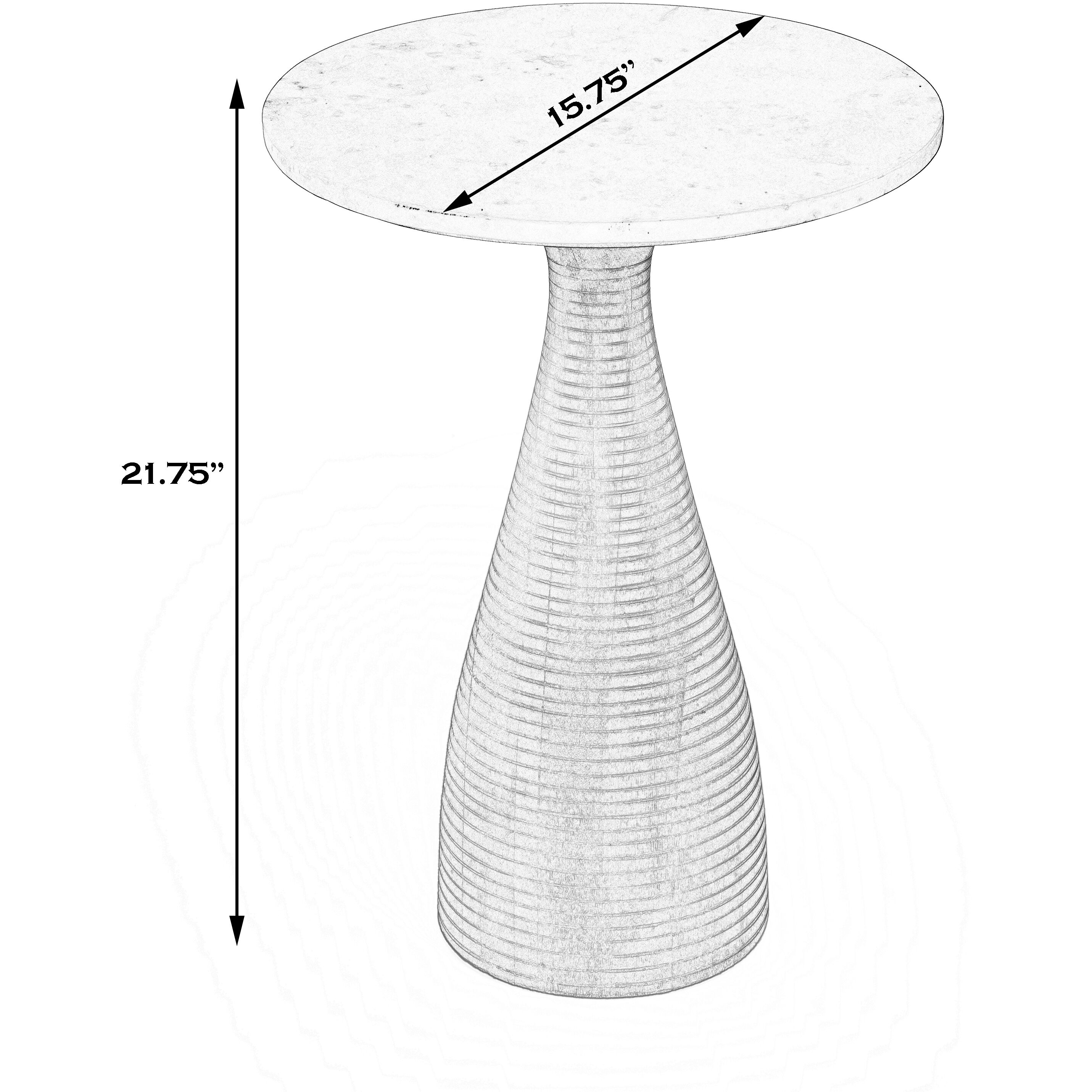 Julia Marble Pedestal End Table in Dark Brown