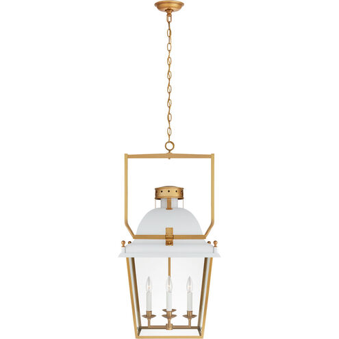 Chapman & Myers Coventry 4 Light 19 inch Matte White and Antique-Burnished Brass Lantern Pendant Ceiling Light, Medium