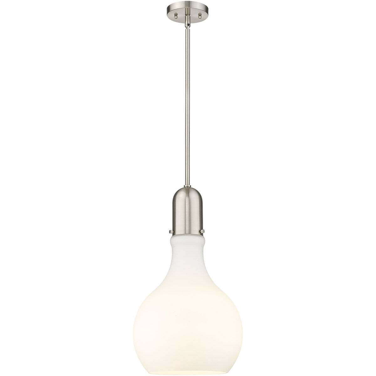 Amherst LED 11.75 inch Brushed Satin Nickel Mini Pendant Ceiling Light in Matte White Glass