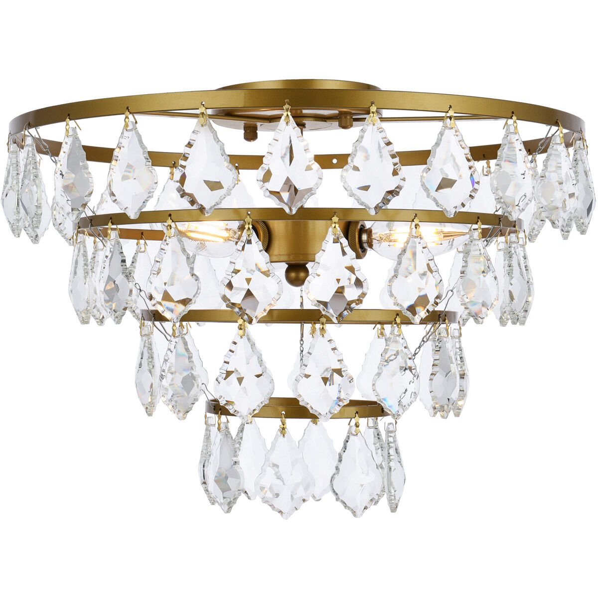 Ella 3 Light 16 inch Brass Flush Mount Ceiling Light