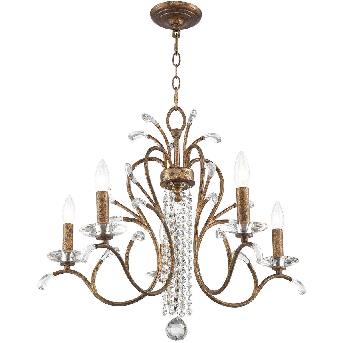 Serafina 5 Light 26 inch Hand Applied Venetian Golden Bronze Chandelier Ceiling Light